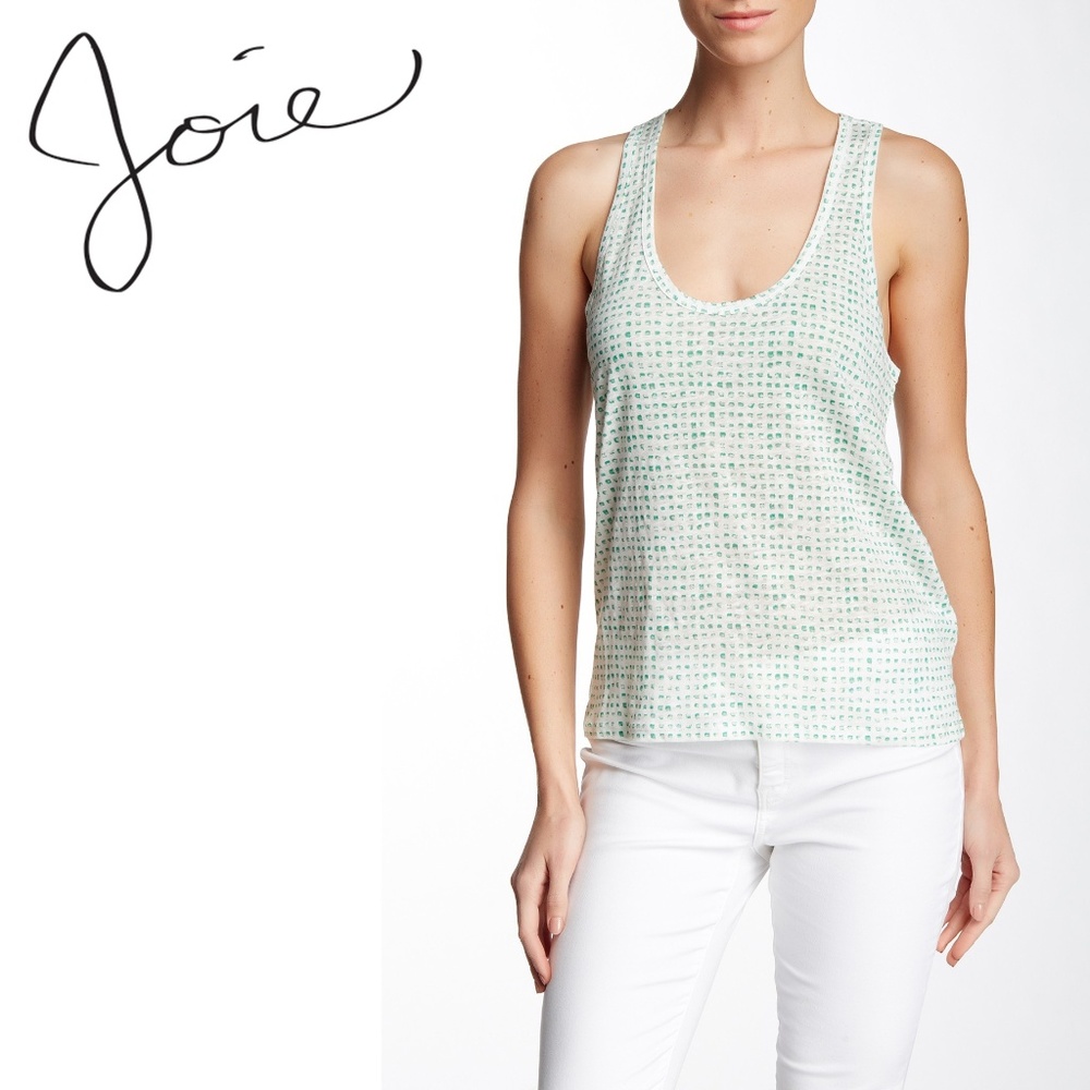Joie Racerback Tank Top Dots Size XXS white green